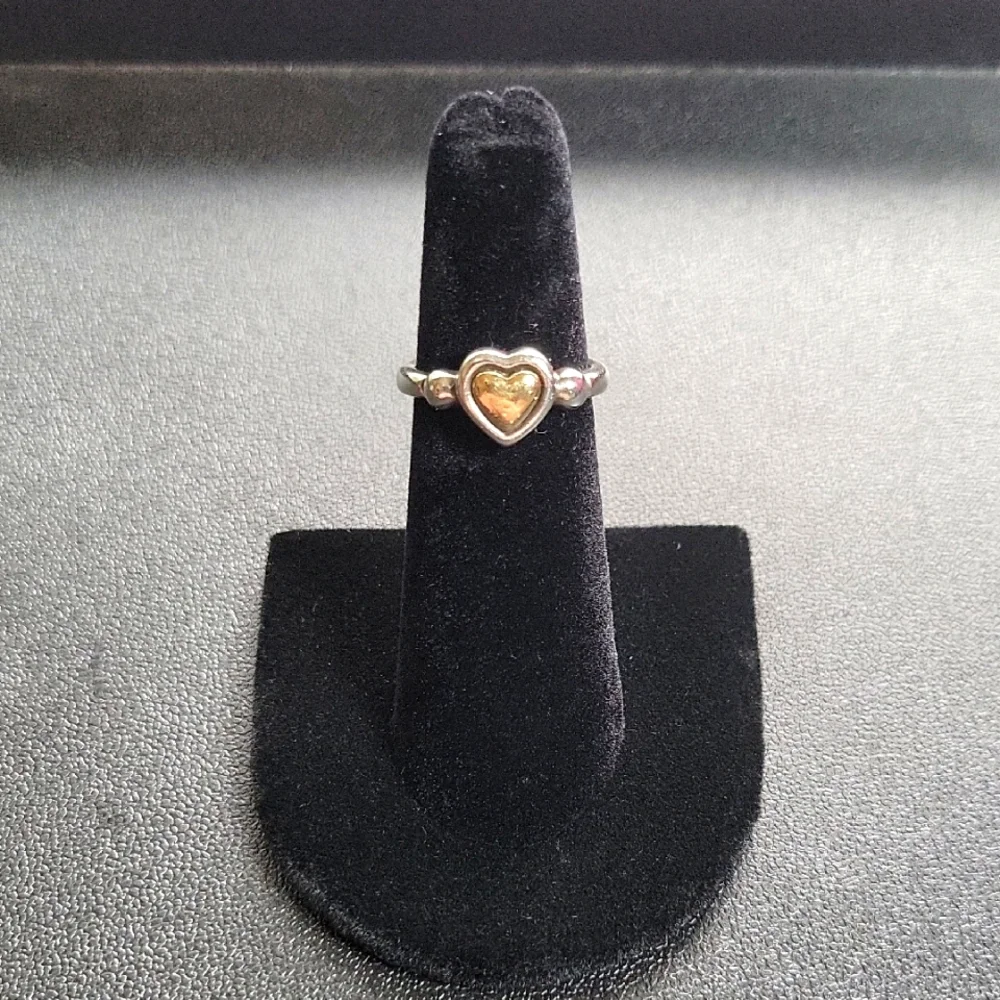 James Avery Retired True Heart Sterling Silver 925 & 14k Gold Ring SZ: 5.5 - Picture 1 of 8